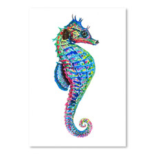 Colourful Seahorse Facing Right Printed Wall Art