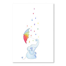 Rainbow Rain Elephant Printed Wall Art
