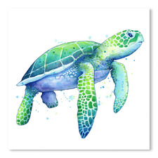 Green Sea Turtle Square Printed Wall Art