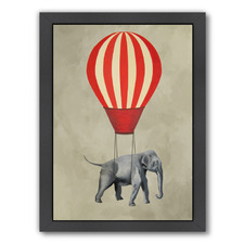 Elephant With Air Balloon Printed Wall Art