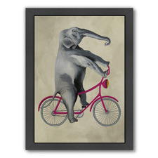 Elephant On Bicycle Printed Wall Art