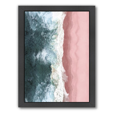 Pink Ocean Beach Top View Printed Wall Art