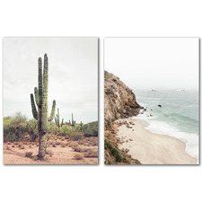 Desert Cactus Canvas Wall Art Diptych by Sisi & Seb
