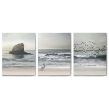 Morning Beach Walks Canvas Wall Art Triptych by Tanya Shumkina