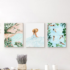 Beach Day I Printed Wall Art Triptych