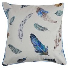 Blue Feathers Cotton Cushion