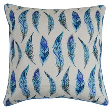 Carol Blue Feathers Cotton Cushion