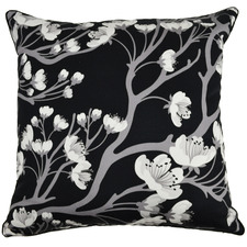 Black & White Cherry Blossom Lana Cotton Cushion