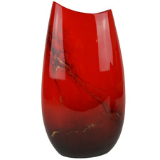 Large Red Elements Lacquer Flat Vase