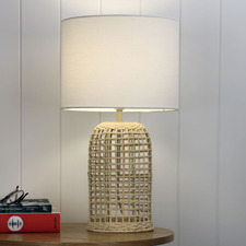 Natalia Rattan & Fabric Table Lamp