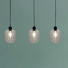 Tobol Steel & Ribbed Glass 3 Light Pendant