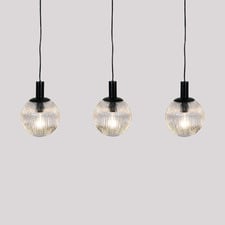 Salween Steel & Fluted Glass 3 Light Pendant