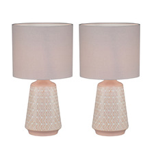 45cm Turkana Ceramic & Cotton Table Lamps (Set of 2)