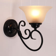 Bennett Steel & Frosted Glass Wallchiere Light