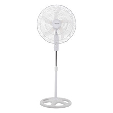 Heller 50W White Oscillating Pedestal Fan with Round Base