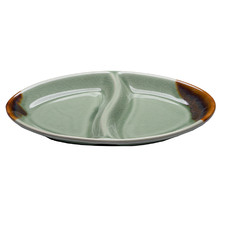Pharrell Green 2 Portion Oval Ceramic Serving Plate
