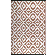 Beige & White Aztec-Style Outdoor Rug