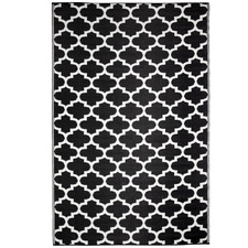 Black & White Tangier Trellis Outdoor Rug