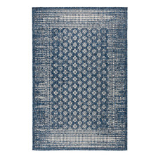 Pearl Blue Floral Power-Loomed Indoor/Outdoor Rug