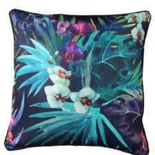 Black Cockatoo Flower Outdoor Cushion