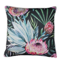 Black Protea Flower Outdoor Cushion
