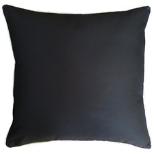 Black Plain Piped Outdoor Cushion