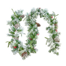 274cm Faux Pine & Berry LED Christmas Garland