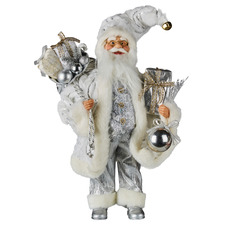 Aspen White & Silver Santa Claus Ornament