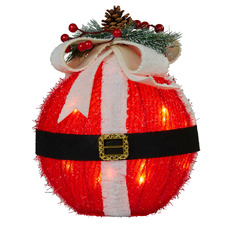Holly Santa Belly Christmas Ball with LED Ornament