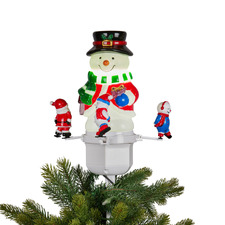 Snowman with Rotating Figures Christmas Tree Topper