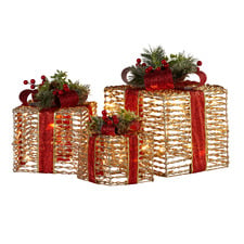 3 Piece Olle LED Christmas Present Ornament Set
