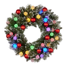 61cm Snowy Bristle LED Christmas Wreath