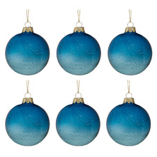Etched Leaf Glass Baubles (Set of 6)