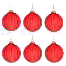 (Set of 6) Red Gloss Glass Baubles