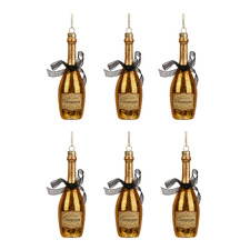 (Set of 6) Fancy Champagne Christmas Hanging Ornaments