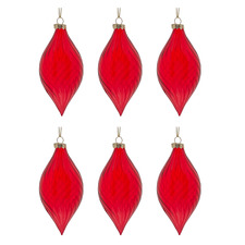 (Set of 6) Teardrop Glass Christmas Hanging Ornaments