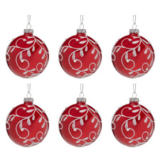 Swirl Leaf Glass Baubles (Set of 6)
