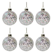 (Set of 6) Rainbow Sequined Glass Baubles