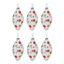 Polka-Dot Teardrop Glass Baubles (Set of 6)