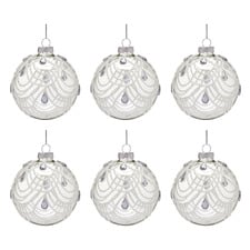 Swirl & Jewel Glass Baubles (Set of 6)