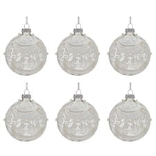(Set of 6) Pearl Glass Baubles