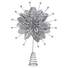 Silver Poinsettia Christmas Tree Topper