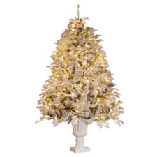 229cm Glacia Potted Snowy LED Christmas Tree