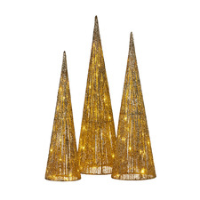 3 Piece Blitzen Cone LED Christmas Ornament Set