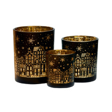 3 Piece Laurel Christmas Candle Holder Set