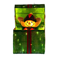 Firenza Elf in a Gift LED Christmas Ornament