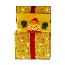 Glistenna Snowman in a Gift Box LED Christmas Ornament