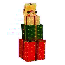 Marzipelle Santa in a Gift Box Stack LED Christmas Ornament