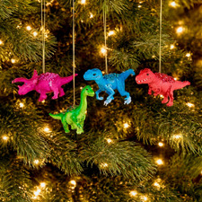 4 Piece Wilbur Dinosaur Hanging Ornament Set