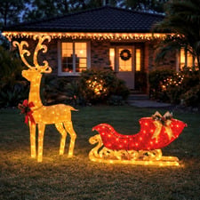 Napa Reindeer with Sleigh LED Christmas Decoration